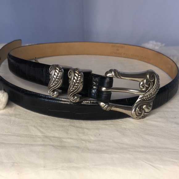 BILL ADLER STUDIO black genuine full grain leather women’s belt. Size Medium. - Picture 10 of 13